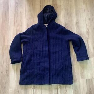 Hooded zip up handcrafted knit, new wool jacket Boyne Valley Weavers 4XL